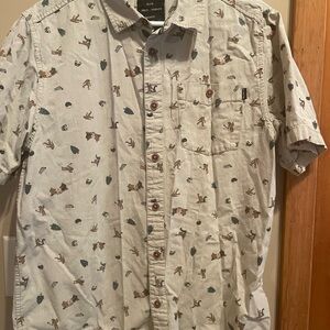 Kavu Men's Shirt with Playful Print in Cream and Brown